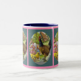 OsterVintager Hund und gezogene Chicks Zweifarbige Tasse