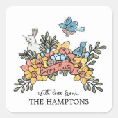 Ostervögel und Sonnenschein-Gütesiegel Quadratischer Aufkleber (Vorderseite)