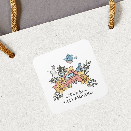 Ostervögel und Sonnenschein-Gütesiegel Quadratischer Aufkleber