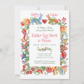 Ostervolk Art Bunny Rabbit Pink Gingham Egg Hunt Einladung (Vorderseite)