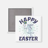 Ostervolleyball Bunny Jump Serve Magnet (Vorderseite/Rückseite)