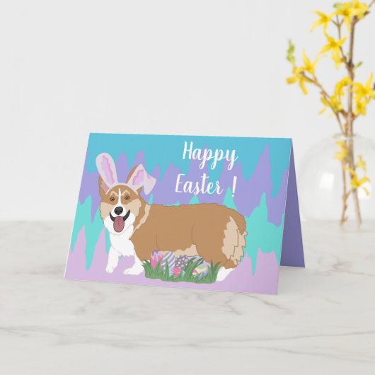 Osterwalish Corgi Karte (Gelbe Blume)