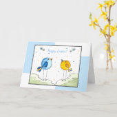 Osterwasserfarbe 2 Whimsikäre Vögel Karte (Gelbe Blume)