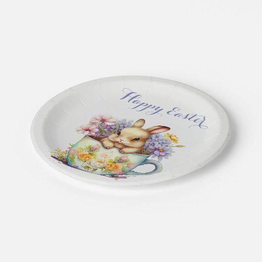 Osterwasserfarbe-floral-Ostern-grüßend-elegant Pappteller (Schrägansicht)