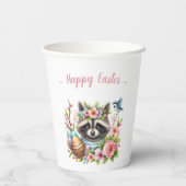 Osterwasserfarbe Raccoon Eier und Blume Pappbecher (Rückseite)