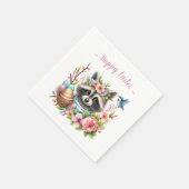 Osterwasserfarbe Raccoon Eier und Blume Serviette (Ecke)