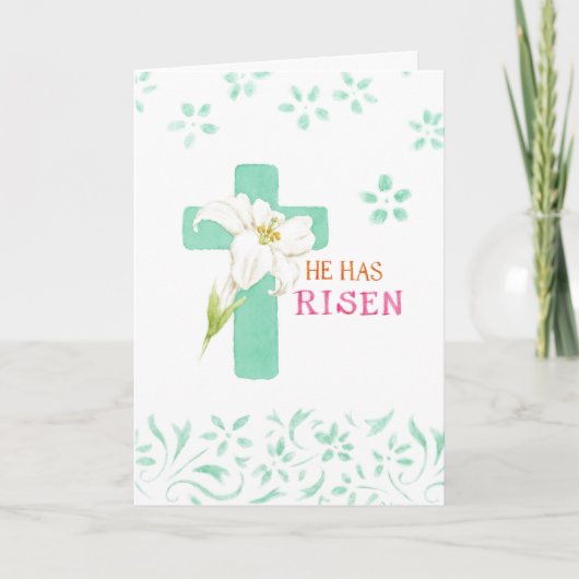 Osterweiße Lily Cross Scripting Komfort Frieden Karte (Vorderseite)