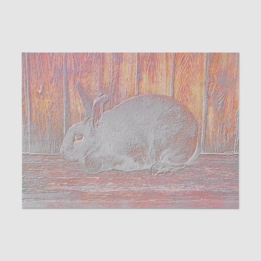Osterweiße Orange Bunny Rabbit Holzkunst Seidenpapier (Vorderseite)