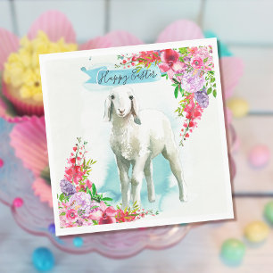 Osterweißes Lamm Frühlings Florals Serviette