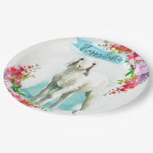 Osterweißes Lamm | Frühlingsblumen Pappteller (Schrägansicht)