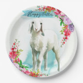 Osterweißes Lamm | Frühlingsblumen Pappteller (Vorderseite)