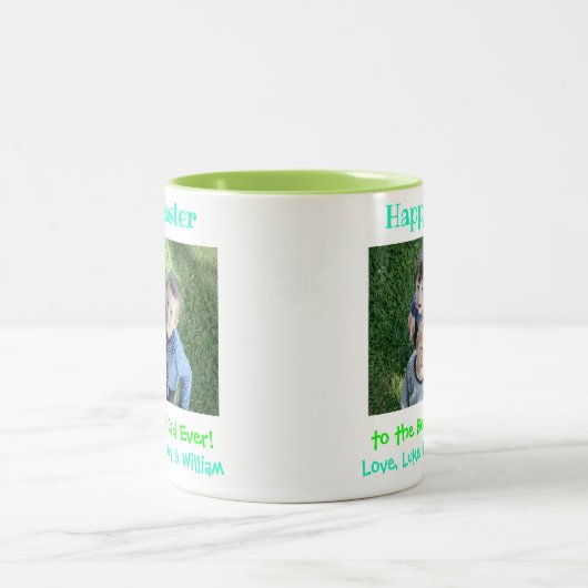 Osterwelt: Das beste Vater-Foto für Kinder Zweifarbige Tasse (Mittel)