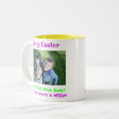 Osterwelt: Das Foto der besten Mama für Kinder Zweifarbige Tasse (Vorderseite Links)