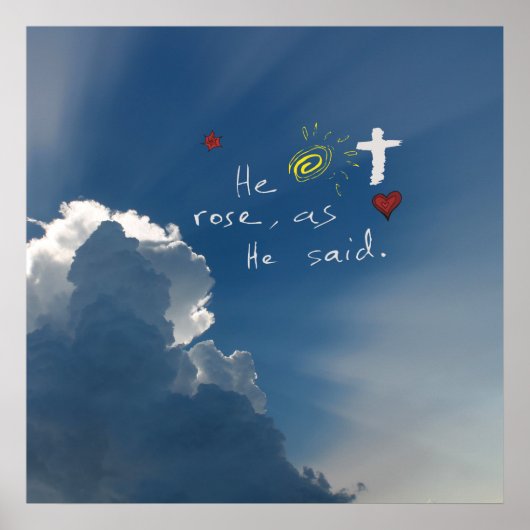 Osterwiederauferstehung Er ist riskiert Jesus Rose Poster (Vorne)