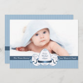 Osterwoche Drei blaue Foto Geburtserklärung Feiertagskarte (Vorne/Hinten)