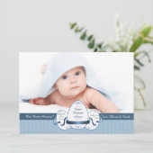 Osterwoche Drei blaue Foto Geburtserklärung Feiertagskarte (Stehend Vorderseite)