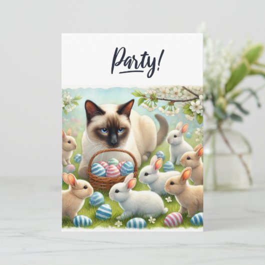 Osterwoche Party für Katzenliebhaber Einladung (Stehend Vorderseite)