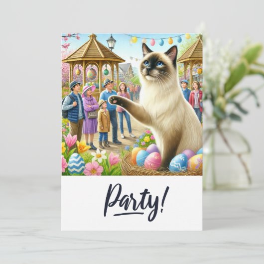 Osterwoche Party für Katzenliebhaber Einladung (Stehend Vorderseite)
