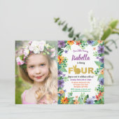 Osterwochenende 4. Geburtstag Party Foto Einladung (Stehend Vorderseite)