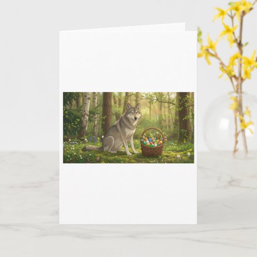 Osterwolf Karte (Gelbe Blume)