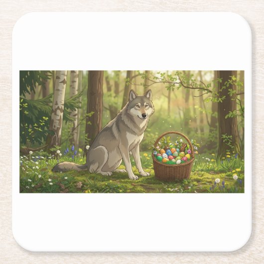 Osterwolf  rechteckiger pappuntersetzer (Vorderseite)