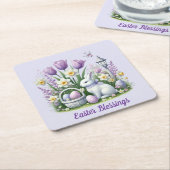 Osterwünsche Rechteckiger Pappuntersetzer (angewinkelt)