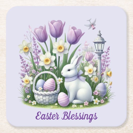 Osterwünsche Rechteckiger Pappuntersetzer (Vorderseite)