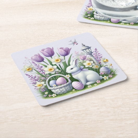 Osterwünsche Rechteckiger Pappuntersetzer (angewinkelt)