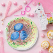 Osterwürfel Aquarelleier Blues Pappteller (Party)