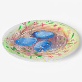 Osterwürfel Aquarelleier Blues Pappteller (Schrägansicht)