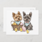 OsterYorkshire Terrier Dogs Feiertagspostkarte (Vorne/Hinten)