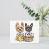 OsterYorkshire Terrier Dogs Postkarte (Stehend Vorderseite)