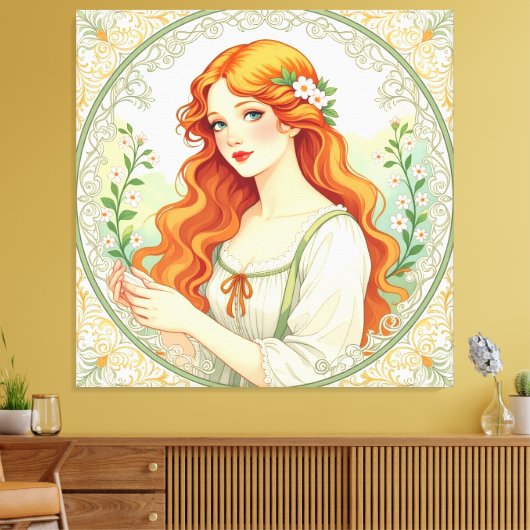 „Osterzauber – Das Mädchen und der Frühlingshase“ Leinwanddruck (Insitu (Wohnzimmer))