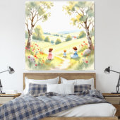 „Osterzauber – Das Mädchen und der Frühlingshase“ Leinwanddruck (Insitu (Schlafzimmer))