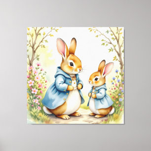 „Osterzauber – Das Mädchen und der Frühlingshase“ Leinwanddruck