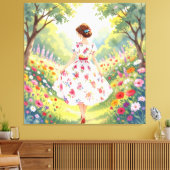 „Osterzauber – Das Mädchen und der Frühlingshase“ Leinwanddruck (Insitu (Wohnzimmer))