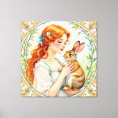 „Osterzauber – Das Mädchen und der Frühlingshase“ Leinwanddruck (Vorderseite)