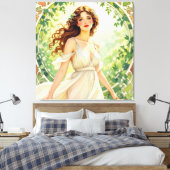 „Osterzauber – Das Mädchen und der Frühlingshase“ Leinwanddruck (Insitu (Schlafzimmer))