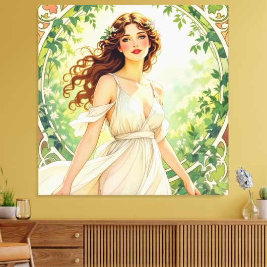 „Osterzauber – Das Mädchen und der Frühlingshase“ Leinwanddruck (Insitu (Wohnzimmer))