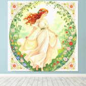 „Osterzauber – Das Mädchen und der Frühlingshase“ Leinwanddruck (Insitu (Holzboden))