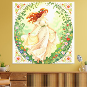 „Osterzauber – Das Mädchen und der Frühlingshase“ Leinwanddruck