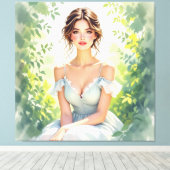 „Osterzauber – Das Mädchen und der Frühlingshase“ Leinwanddruck (Insitu (Holzboden))