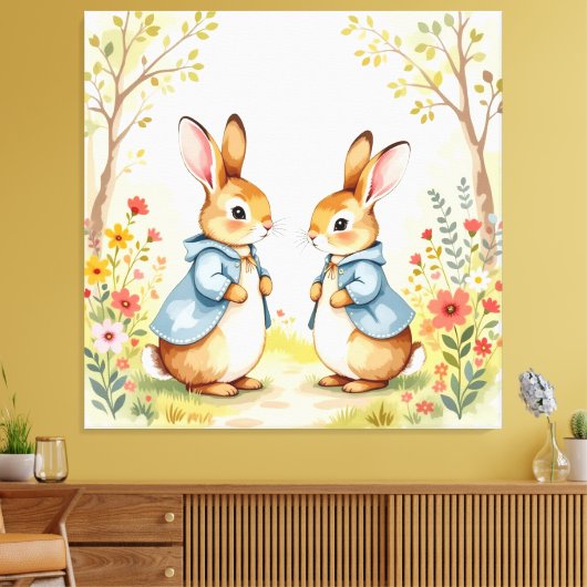 „Osterzauber – Das Mädchen und der Frühlingshase“ Leinwanddruck (Insitu (Wohnzimmer))