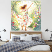 „Osterzauber – Das Mädchen und der Frühlingshase“ Leinwanddruck (Insitu (Schlafzimmer))