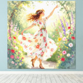 „Osterzauber – Das Mädchen und der Frühlingshase“ Leinwanddruck (Insitu (Holzboden))