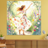 „Osterzauber – Das Mädchen und der Frühlingshase“ Leinwanddruck (Insitu (Wohnzimmer))