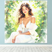 „Osterzauber – Das Mädchen und der Frühlingshase“ Leinwanddruck (Insitu (Holzboden))