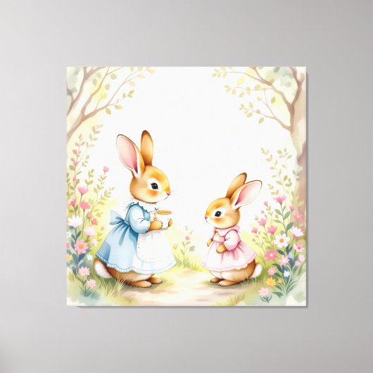 „Osterzauber – Das Mädchen und der Frühlingshase“ Leinwanddruck (Vorderseite)
