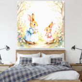 „Osterzauber – Das Mädchen und der Frühlingshase“ Leinwanddruck (Insitu (Schlafzimmer))