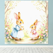 „Osterzauber – Das Mädchen und der Frühlingshase“ Leinwanddruck (Insitu (Holzboden))